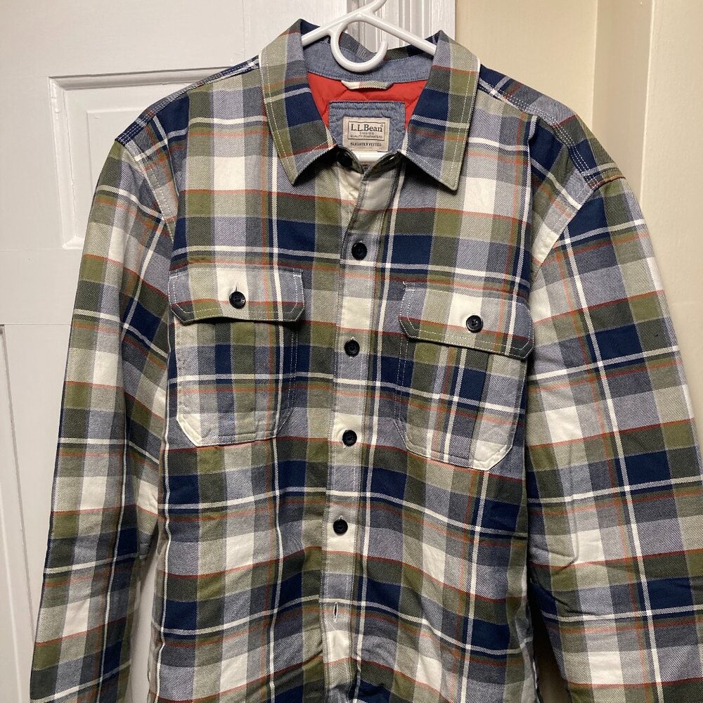 LLBean PrimaLoft Lined Flannel Shirt Jacket
